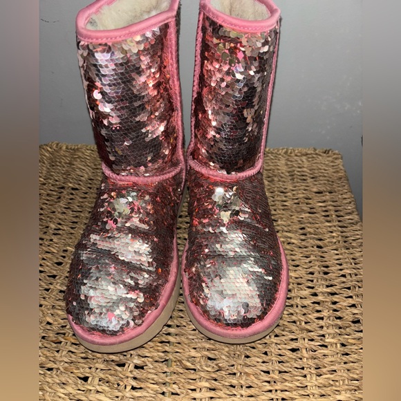 Pink sequin UGG boots. - Picture 2 of 5